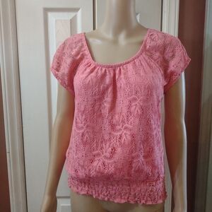 Kristen Nicole women's size large pink knit blouse shirt top